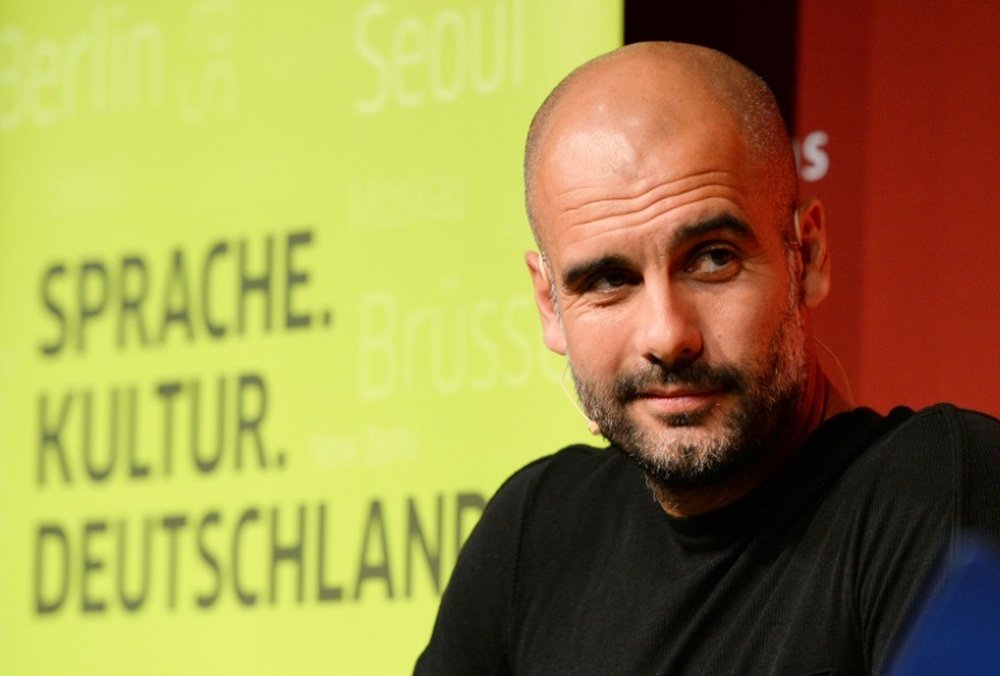 Bayern Munich coach Pep Guardiola at a reading of Catalan poetry entitled The Poet and the Playmaker in Munich, on June 30, 2015.