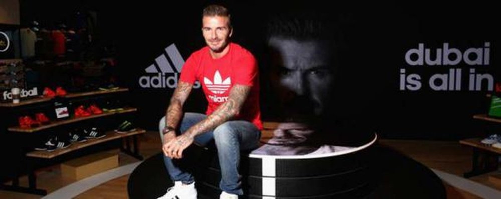 Beckham, en el acto promocional de una nueva tienda de Adidas en Dubai.