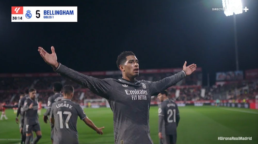 Bellingham opened the scoring for Real Madrid against Girona. Screenshot/Movistar+
