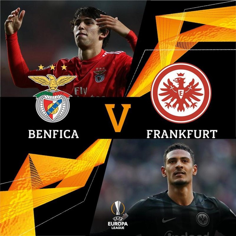 Benfica contra Eintracht Frankfurt nas quartas da UEL. Twitter @EuropaLeague