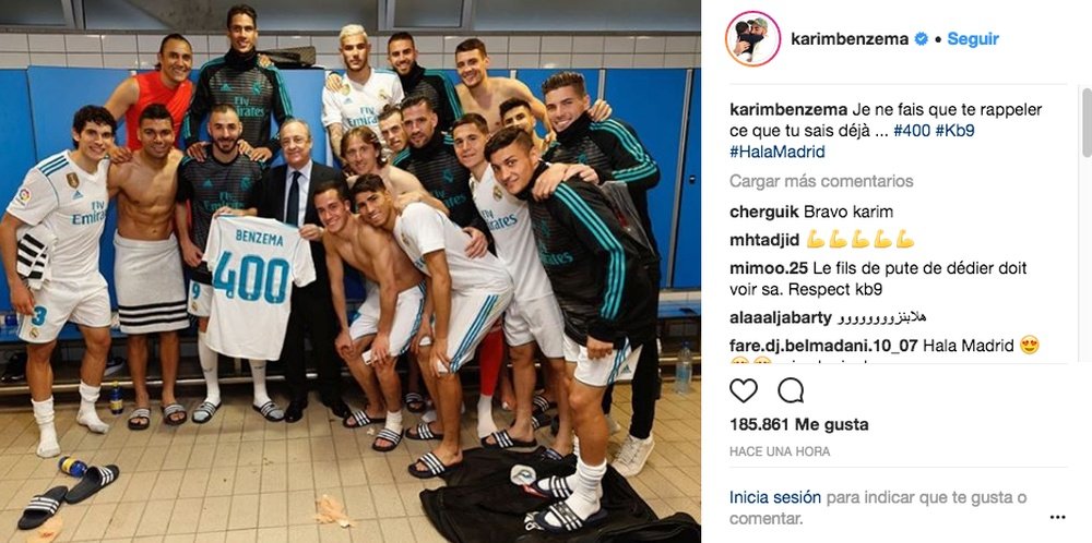 Benzema jugó su partido 400 con el Real Madrid. Instagram/KarimBenzema