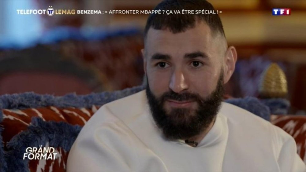 Karim Benzema spoke about PSG, Mbappe and Real Madrid. Screenshot/Telefoot