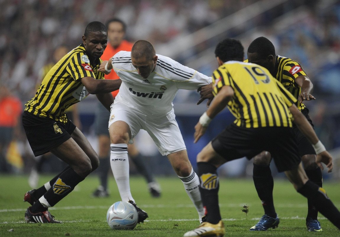 Benzema made his Madrid debut against his current club, Al Ittihad. AFP