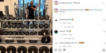 Benzema se entrenó en su día libre. Instagram/karimbenzema