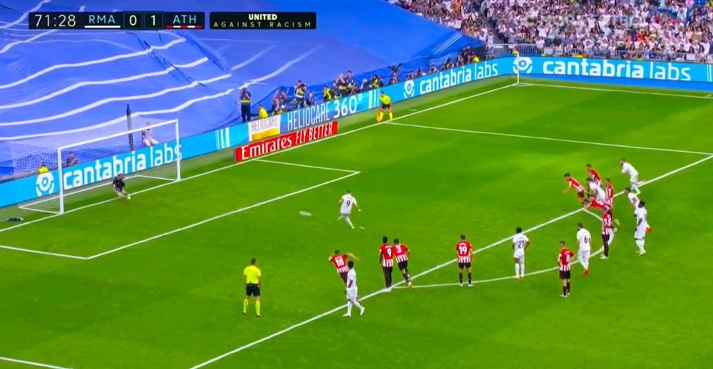 Benzema's 354th goal came from the spot. Screenshot/Movistar+