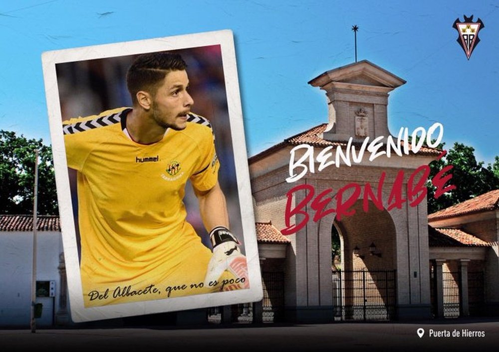 Bernabé Barragán, nuevo portero del Albacete. Twitter/AlbaceteBPSAD