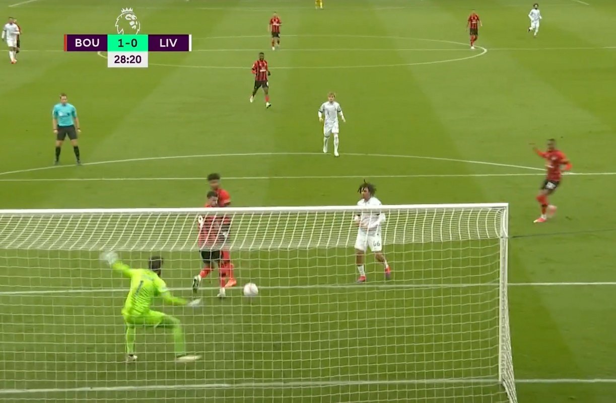 Billing put Bournemouth ahead of Liverpool. Screenshot/DAZN