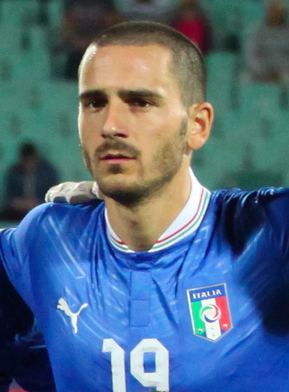 Bonucci, jugador de la Juventus e internacional con la selección de Italia, durante un partido de la selección. Wikipedia.