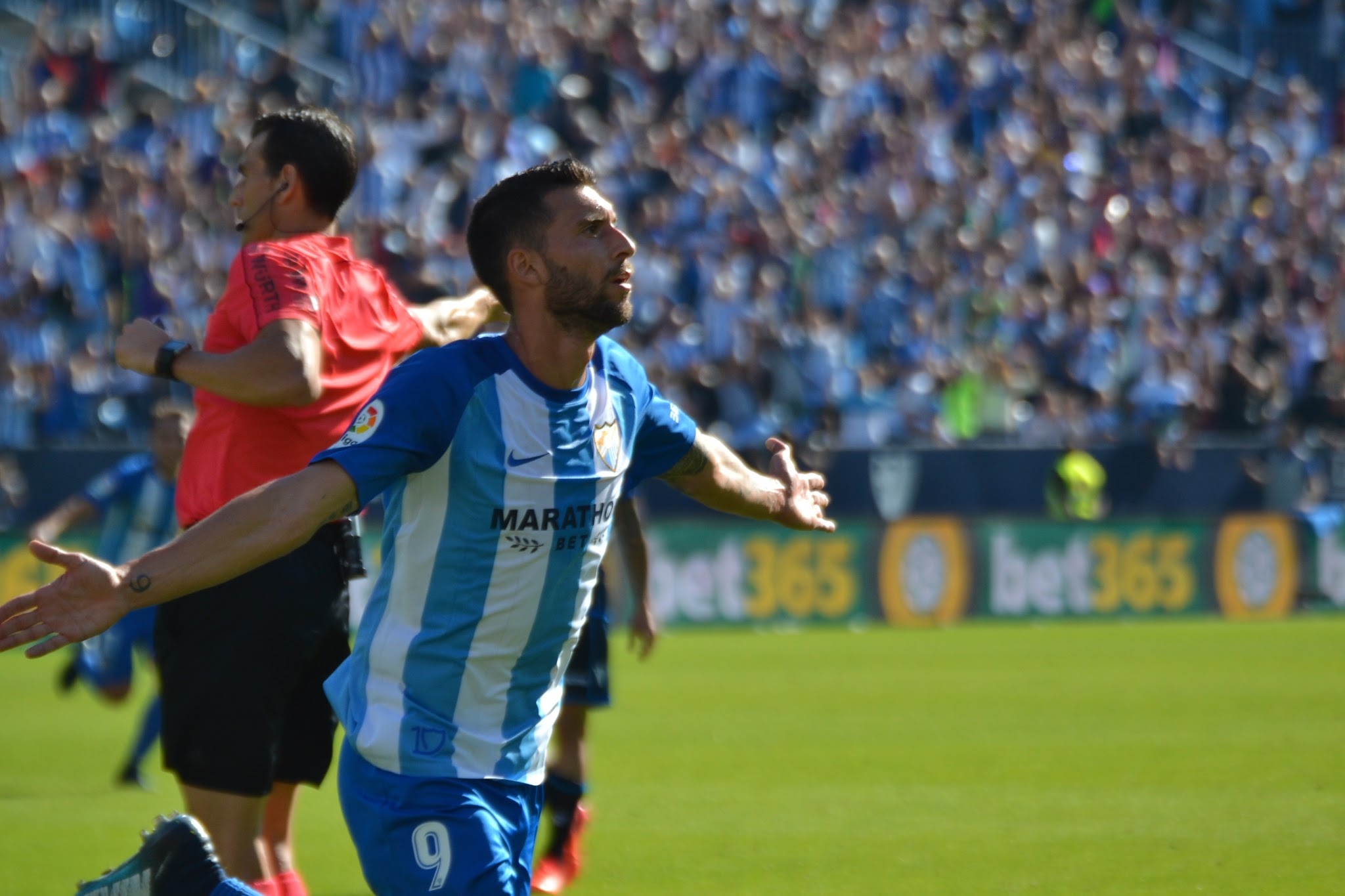 Bastón desató el delirio en La Rosaleda con su primer gol como malaguista