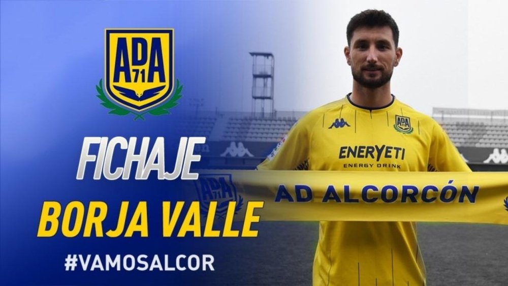 Borja Valle, nuevo jugador del Alcorcón. Twitter/AD_Alcorcon