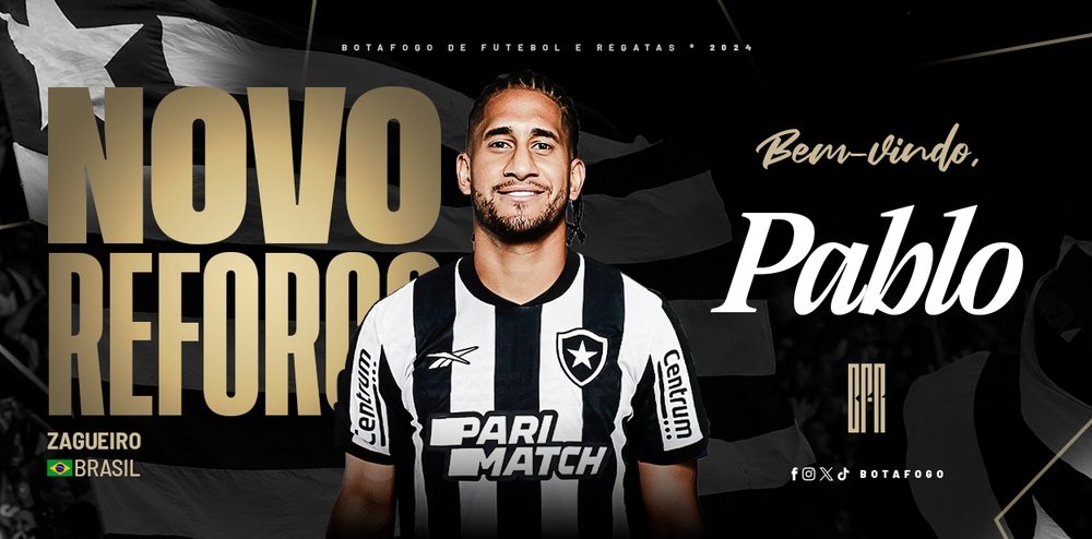 Botafogo anuncia a contratação de Pablo. @Botafogo