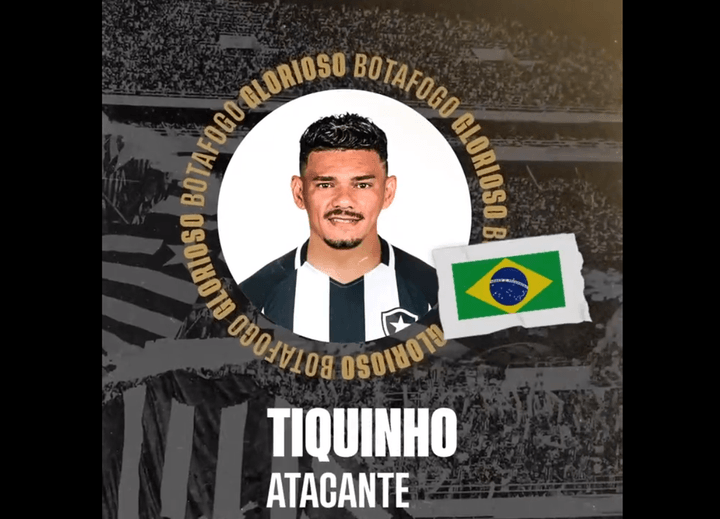 Botafogo anuncia a contratação de Tiquinho Soares. Captura Twitter Botafogo