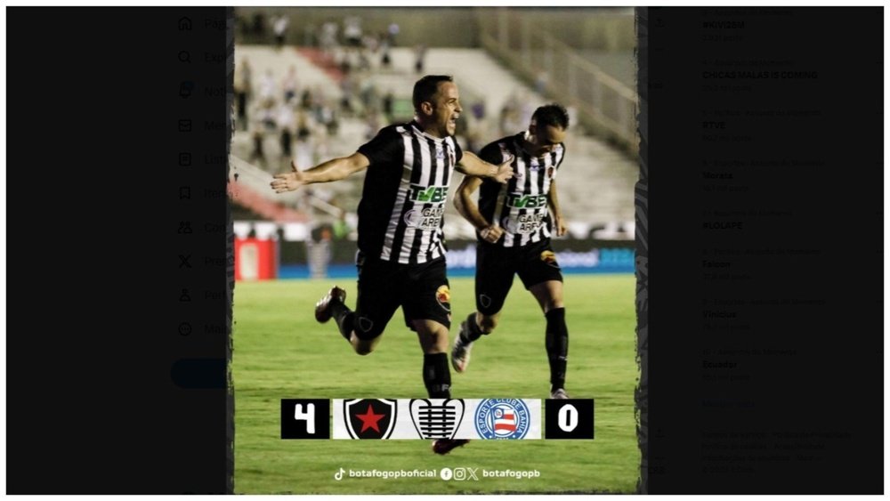 Botafogo-PB vence o Bahia. Twitter/ @BotafogoPB