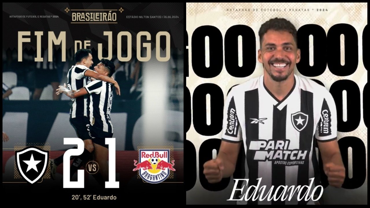 Botafogo vence o Bragantino, com dois golaços de Eduardo