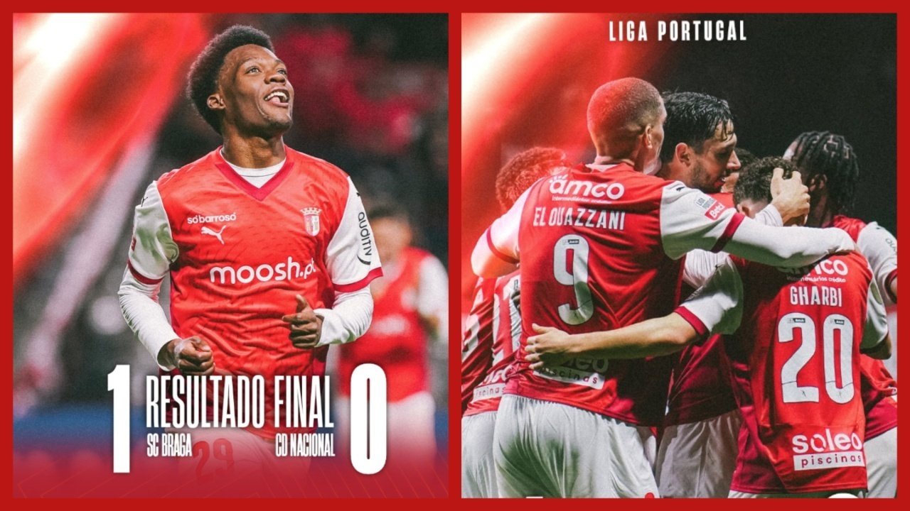 Braga rouba o terceiro lugar do Porto na liga portuguesa. Captura @SCBragaOficial