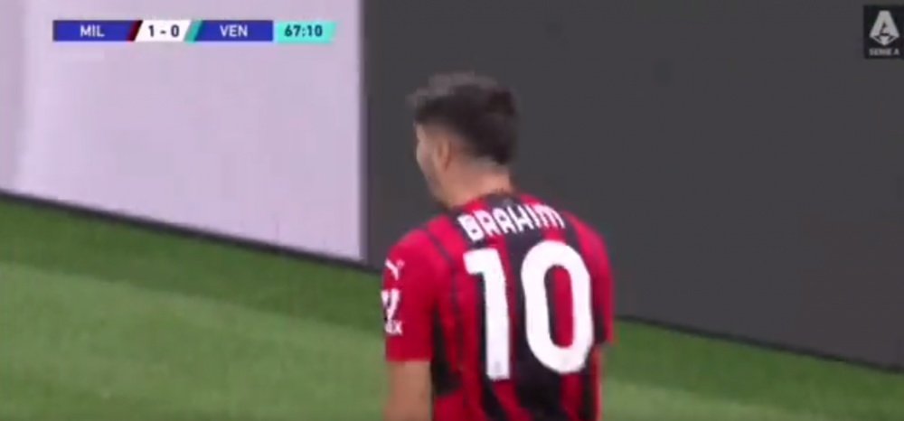 Brahim, imparable: volvió a marcar con el Milan a pase de Theo. Captura/MovistarLigadeCampeones