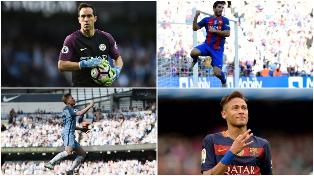 Bravo, Suárez, De Bruyne y Neymar, entre los más valiosos de Barcelona y Manchester City. BeSoccer