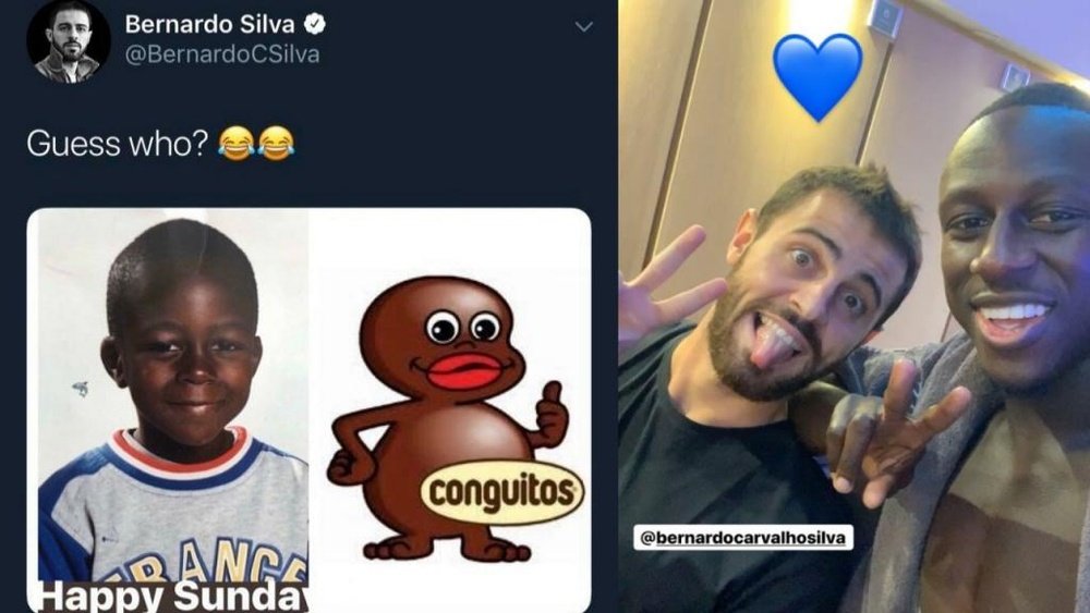 Bernardo Silva accusé de racisme après son tweet sur Mendy. Twitter/BernardoCSilva/Instagram/benmend