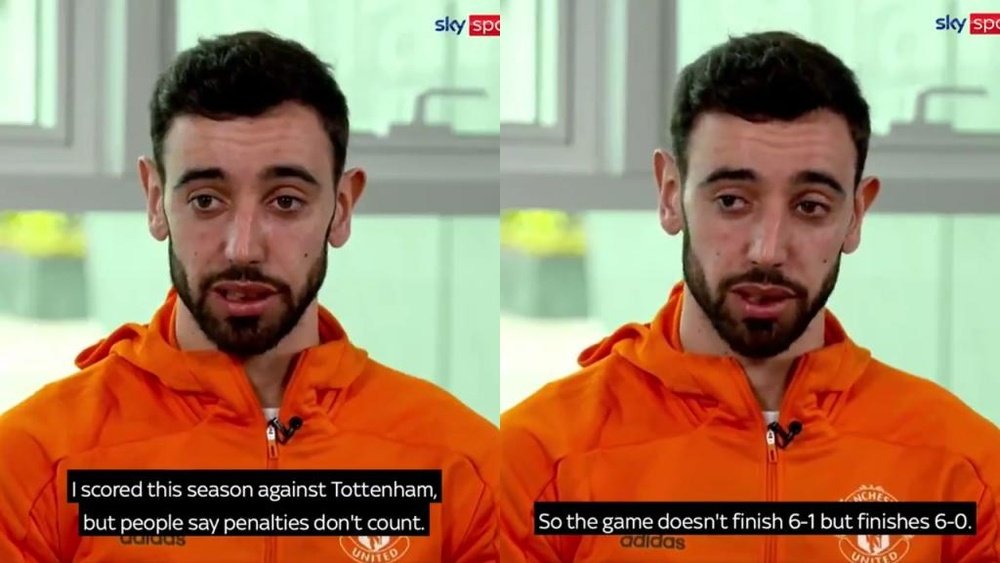 Bruno Fernandes responded to criticism. Screenshot/SkySports