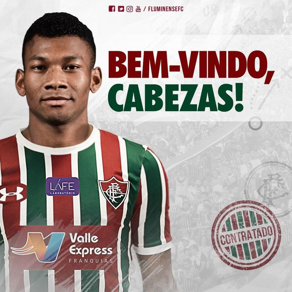 Bryan Cabezas no Fluminense. Twitter @FluminenseFC