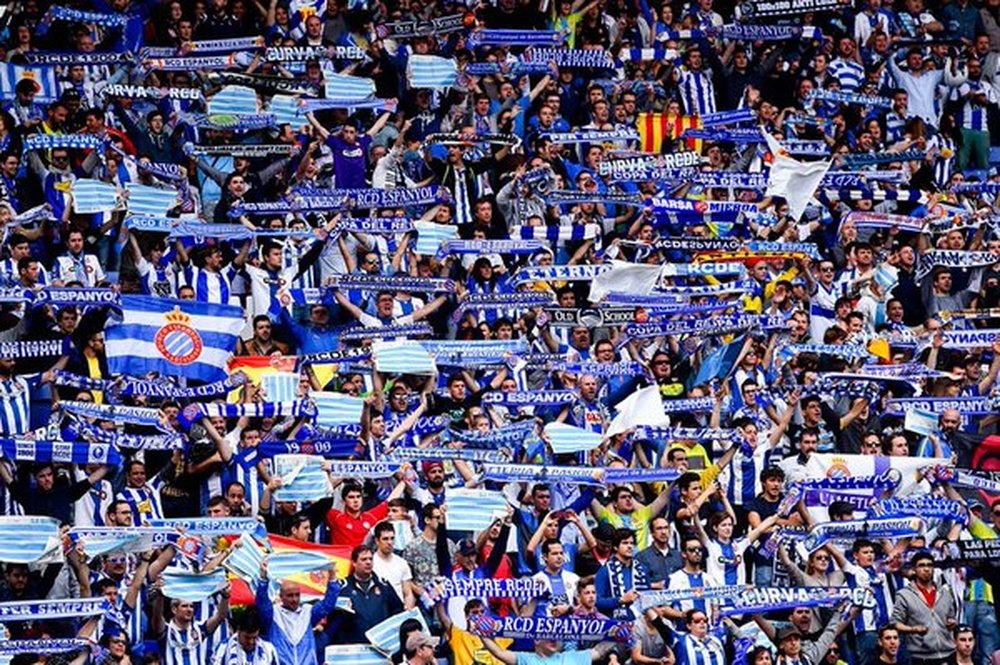 Todos los grupos de animación del Espanyol estarán en la misma grada. Archivo/EFE/AFP