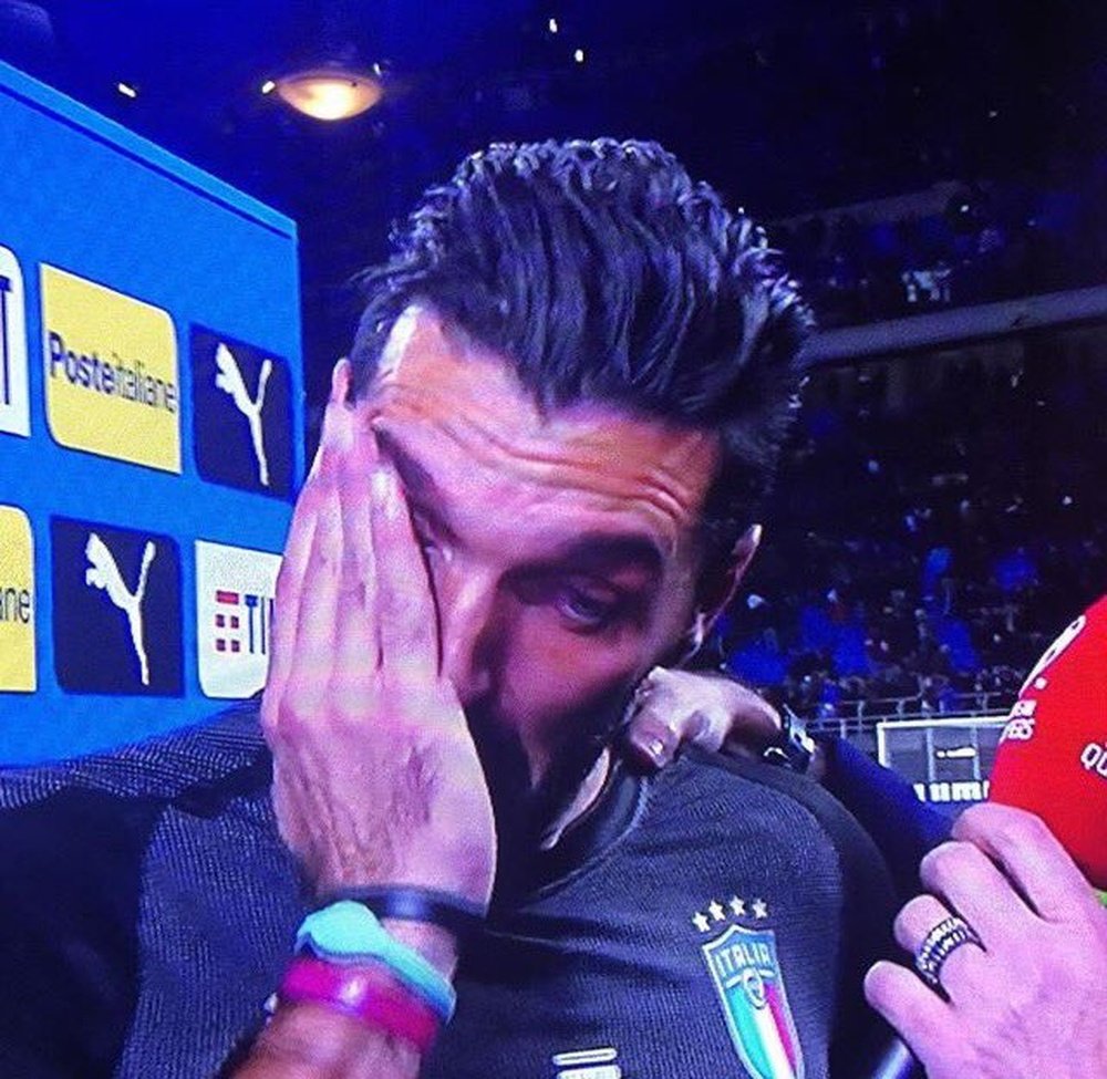 Buffon was in tears after failing to qualify for the World Cup in Russia. Captura/Movistar+