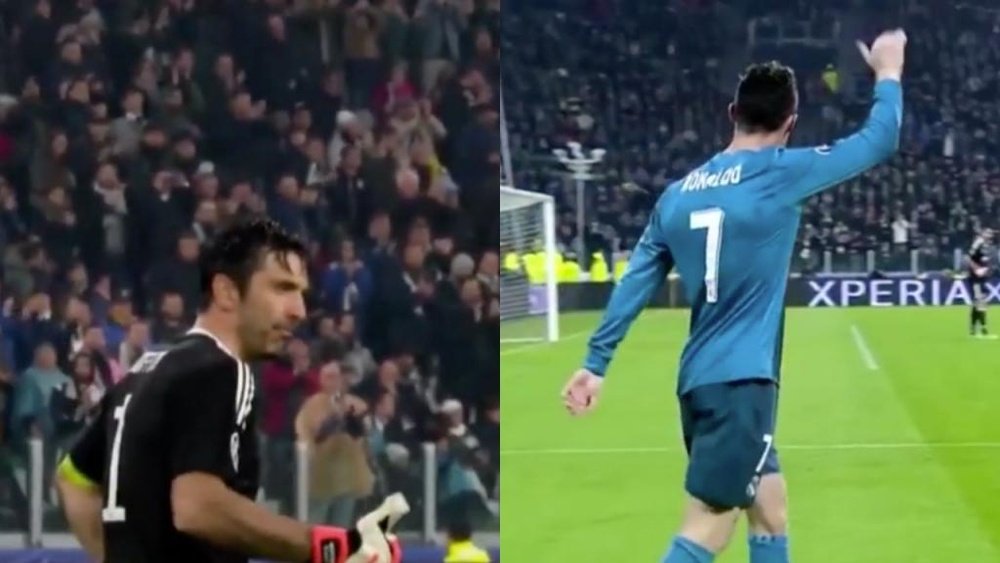 Buffon felicitó a Cristiano tras su gol. Captura/AS