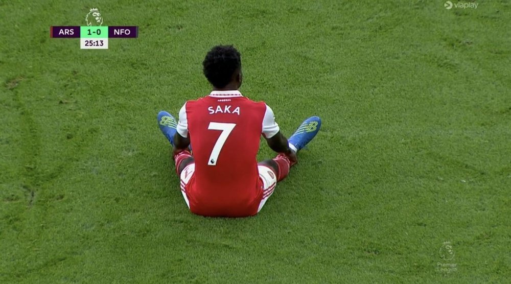 Bukayo Saka sort sur blessure. afp