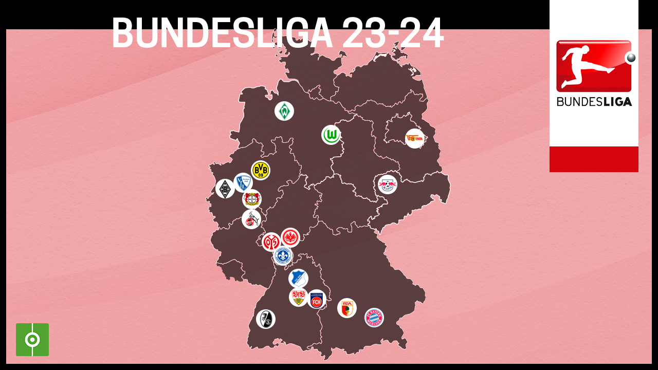 Location of the Bundesliga clubs of the 2022/2023 season : r/soccer