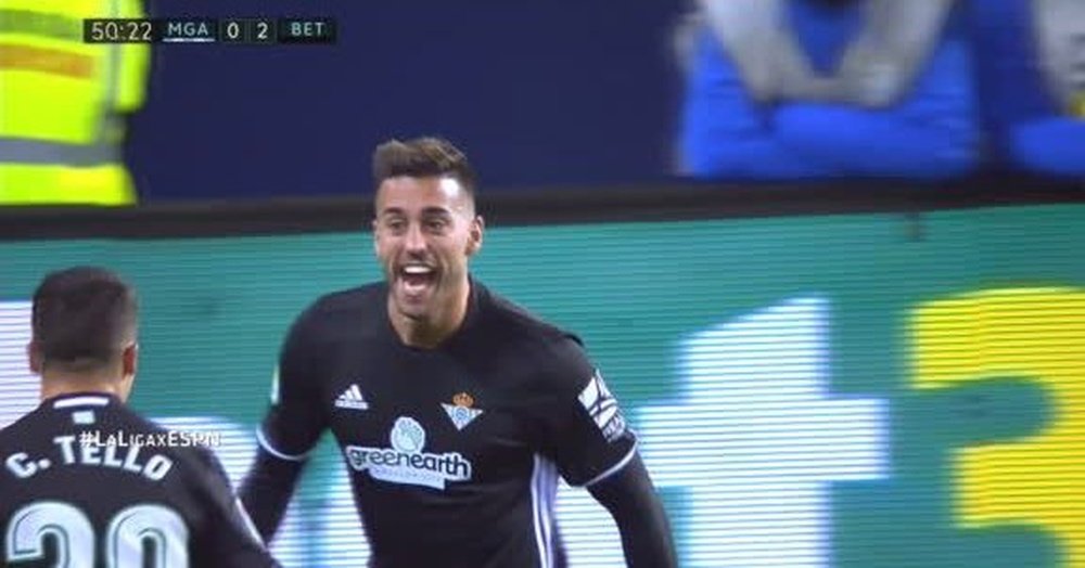 Camarasa celebra el 0-2 anotado ante el Málaga. Twitter