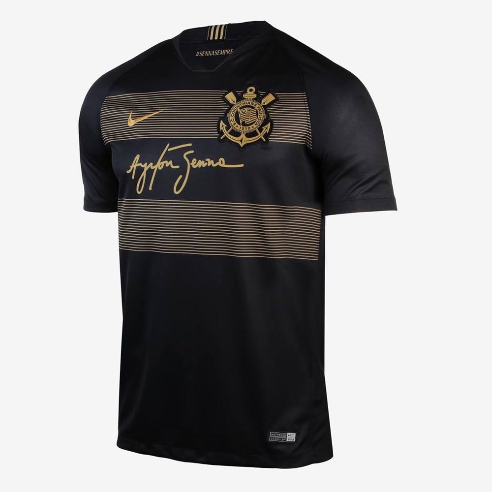 Corinthians honoured formula 1 great Ayrton Senna with their new kit release. Twitter/Corinthians