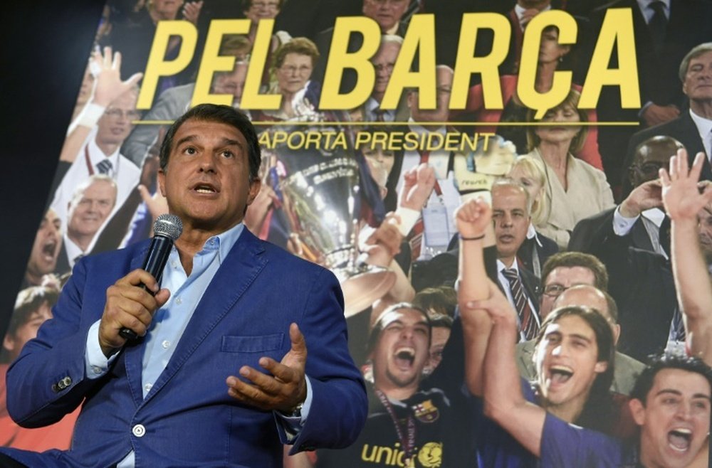 Candidate for presidency of FC Barcelona, Joan Laporta speaks during a press conference on his plans for the football team, in Barcelona on June 22, 2015