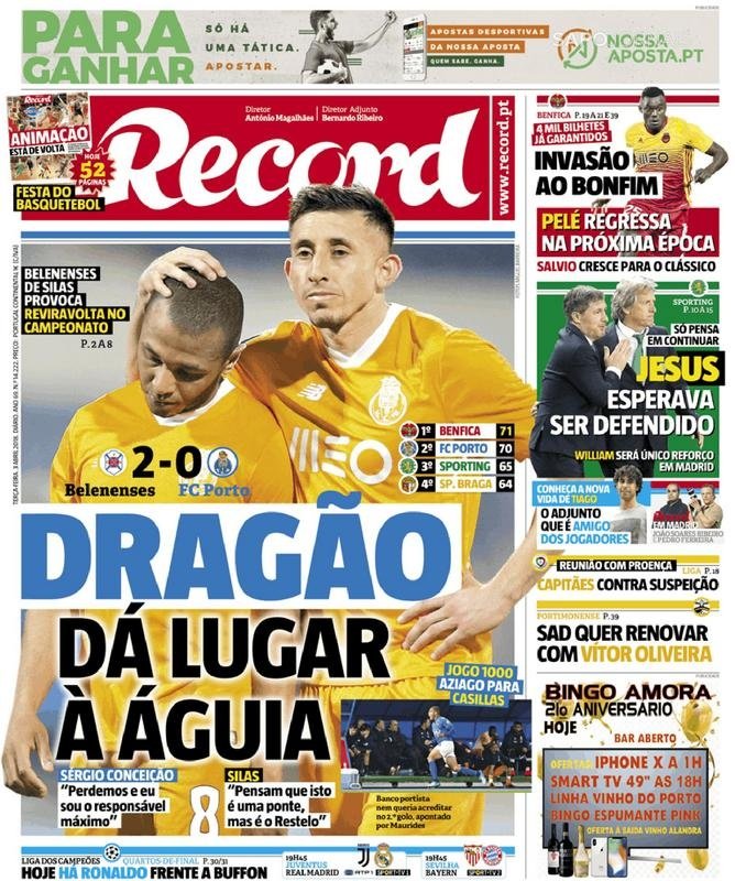 Terça-feira, 11 de abril de 2023 - Capas - Jornal Record