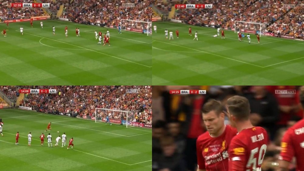 Milner marcó en dos minutos los mismos goles que en 2019. Captura/LFCTV