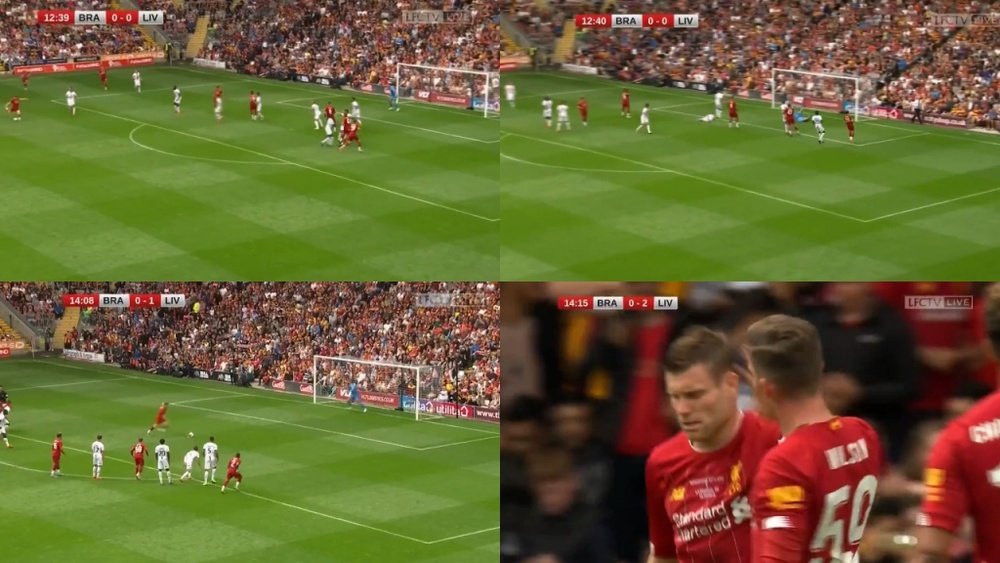 Milner scored twice in two minutes in pre-season. Captura/LFCTV