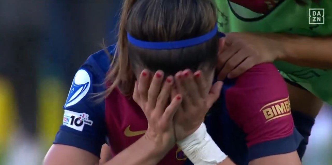 Las lágrimas de Aitana, las lágrimas de España. Captura/DAZN