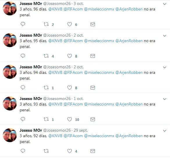 Captura de varios tuits de José Luis Mercado contra Holanda. Captura