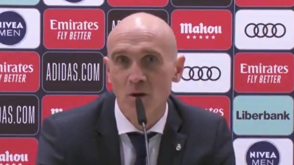 Bettoni spoke to the media in Zidane's absence. Screenshot/RMTV