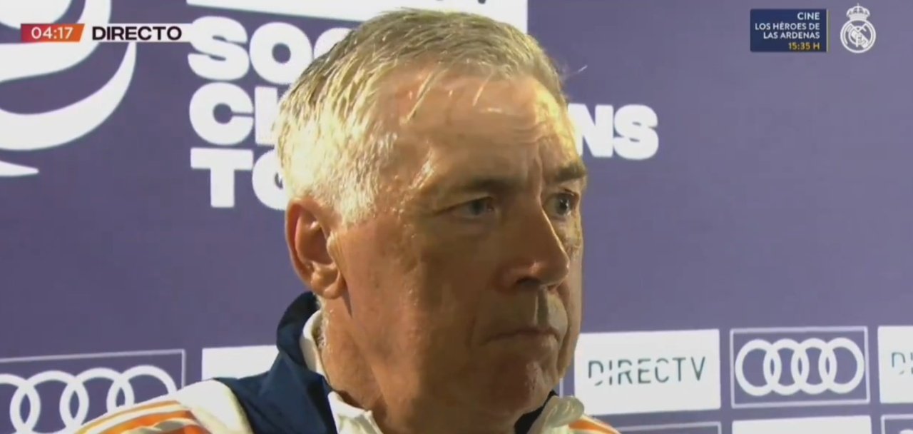 Ancelotti played down the significance of Madrid's 'El Clasico' defeat to Barca. Screenshot/RMTV