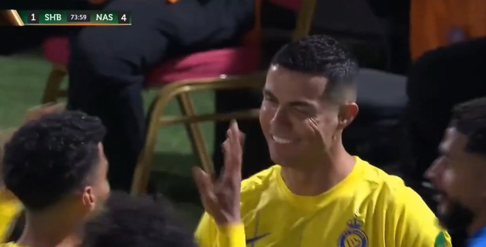 Ronaldo scored for Al-Nassr in the 74th minute. Screenshot/Marca