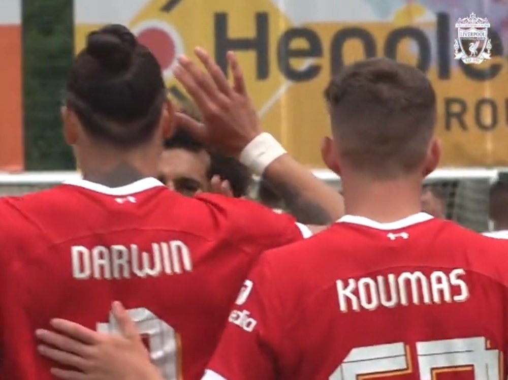 Darwin Nunez and Mo Salah were key for Liverpool. Screenshot/LFC