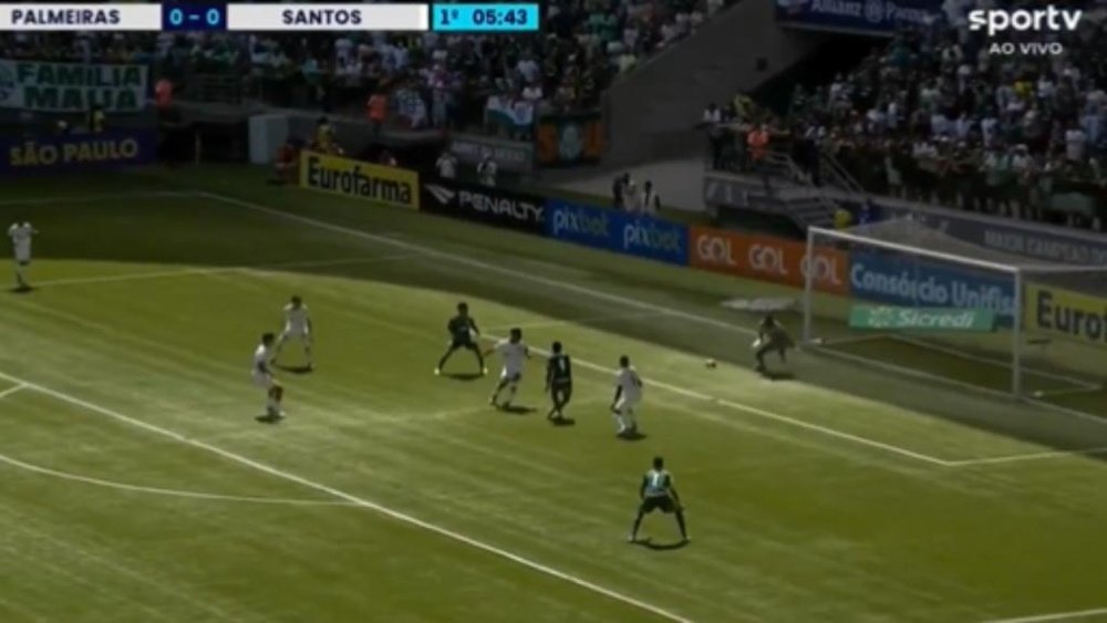 Perdendo de 3 a 0, Santos tem jogador expulso no fim do primeiro tempo. Captura/SportTV