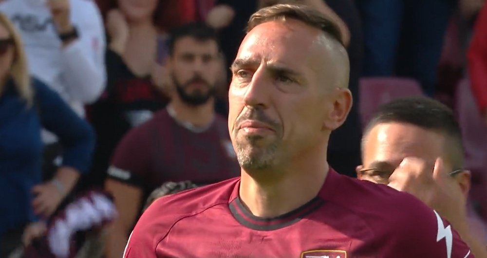 Las lágrimas de Ribéry en su último partido. Captura/SerieA