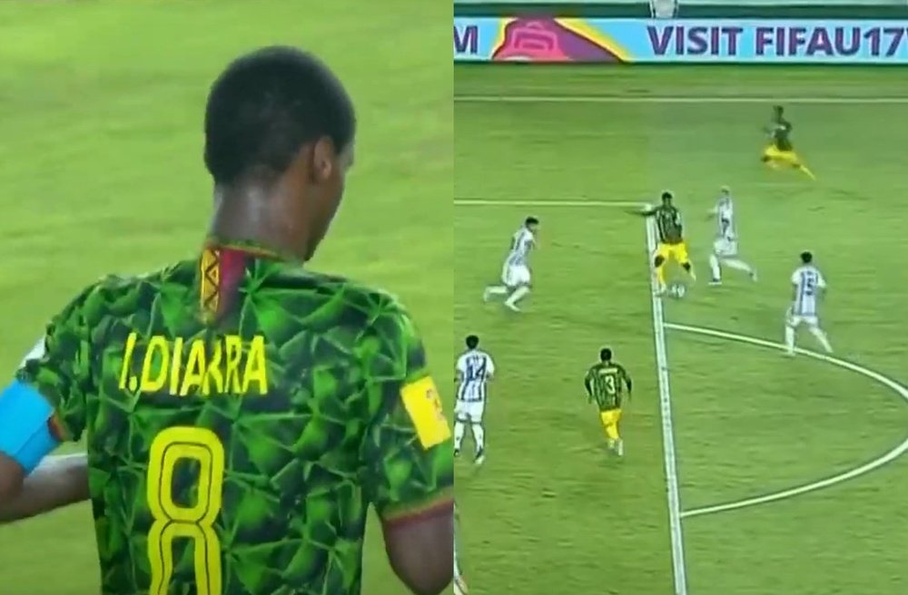 Ibrahim Diarra, clave en la goleada de Mali a Argentina. Capturas/Telemundo Deportes