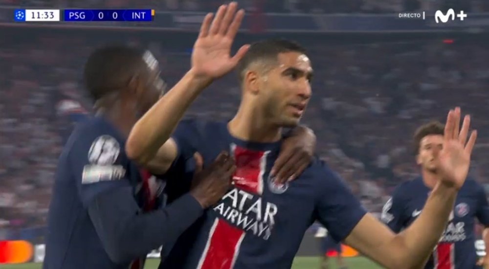 Achraf metió el primero del PSG. Captura/Movistar