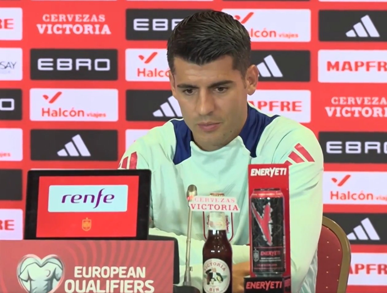 Morata, en la rueda de prensa previa al partido ante Bulgaría. Captura/SeFutbol