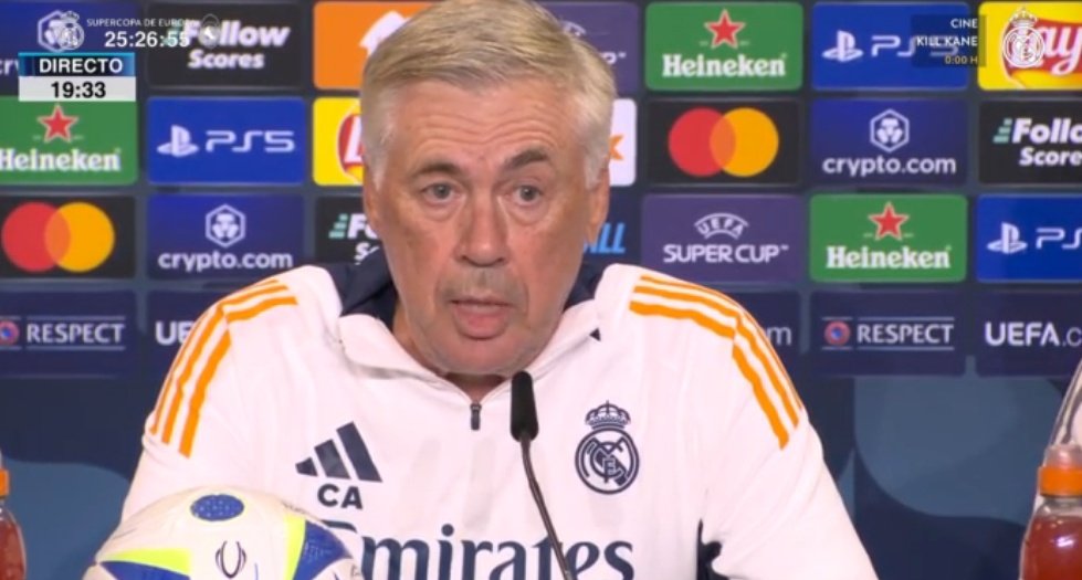 Ancelotti addressed the atmosphere in Real's dressing room after Mbappe's arrival. Screenshot/RMTV