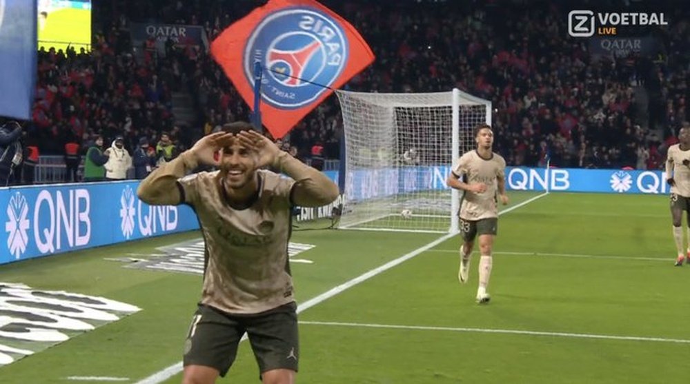 Asensio, titular de nuevo en Ligue 1, se reivindicó con un gol. Captura/ZiggoSport