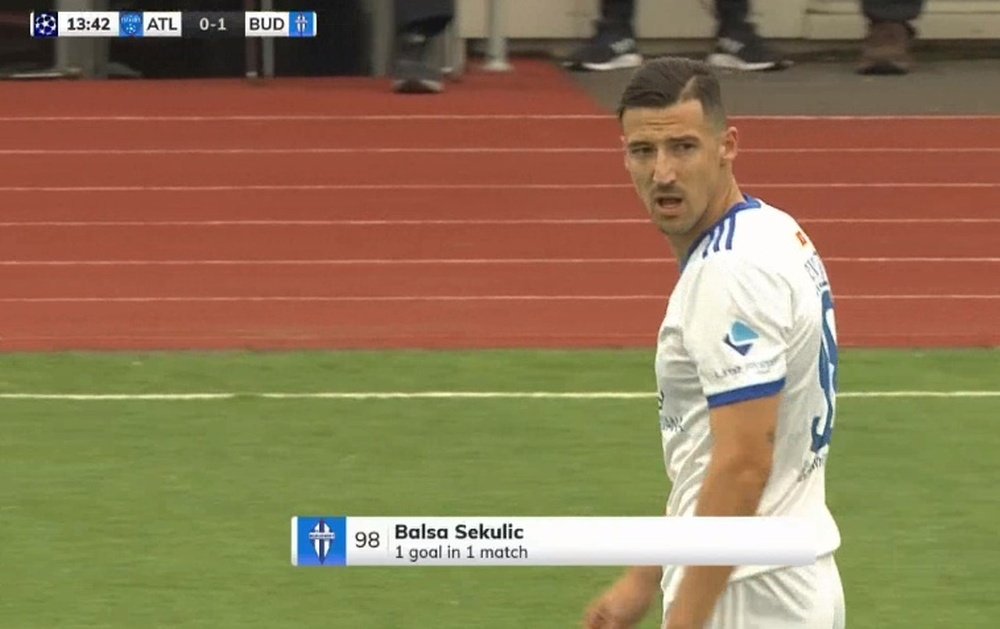 Balsa Sekulic, protagonista del 1º gol y 1º doblete de la Champions 2023-24. Captura/RTCG