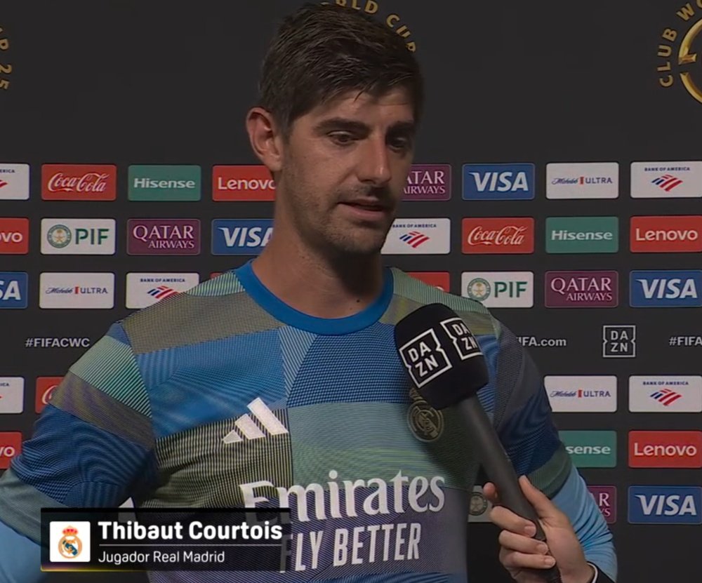 Courtois saw the bright side of Real Madrid's humbling defeat against PSG. Screenshot/DAZN